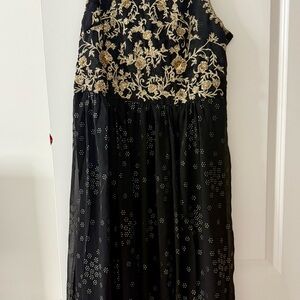 Elegant Black and Gold Floral Dress